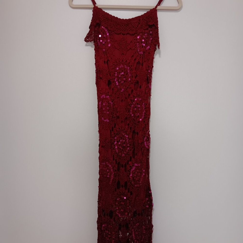 NEW Ariella Crochet Dress In Wine - sz XS/S